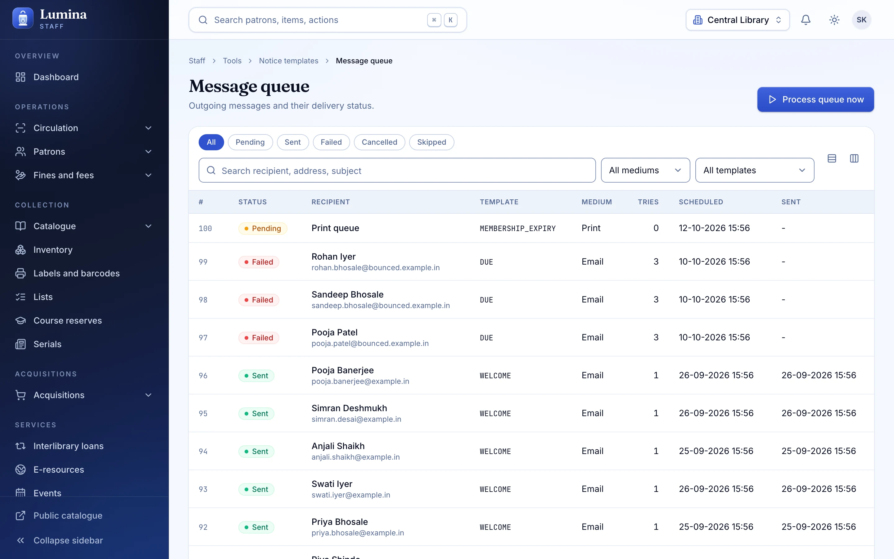 Notices, with a queue you can see